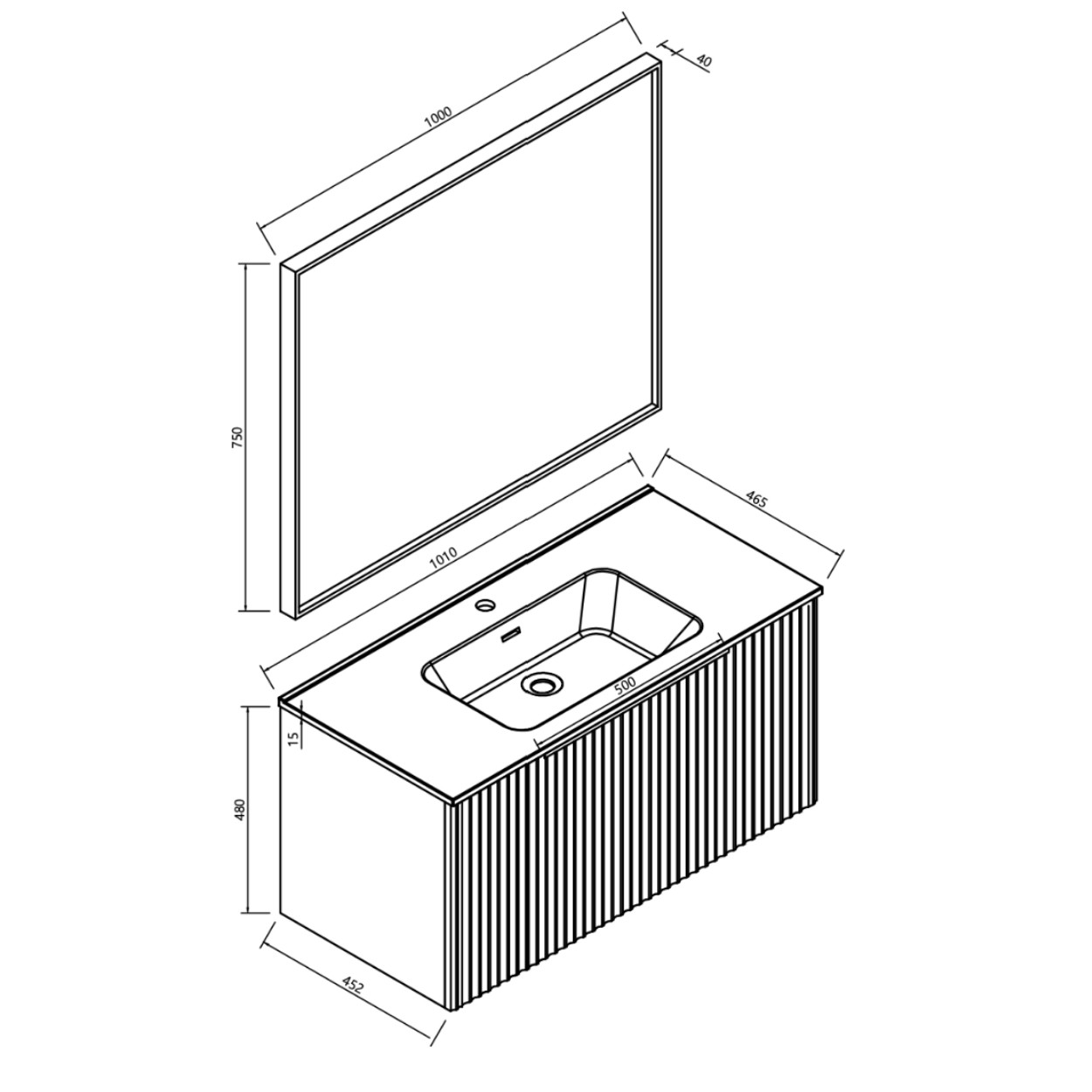 Wiesbaden Ribbella Badmeubel compleet 100cm